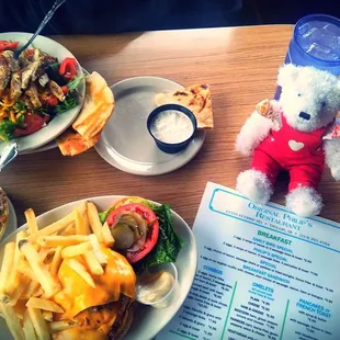 Grilled Chicken Salad, Lentils Soup, Double Cheeseburger and Fries  Wowed