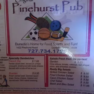 menu
