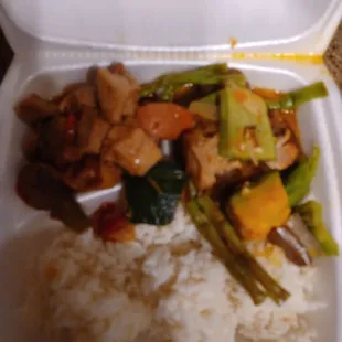 $8.49 - rice, shrimp paste pork chunks, and mix veggies.