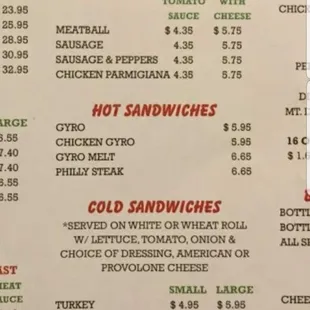 This is their sandwich menu made the order all fresh