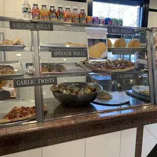 a variety of baked goods on display