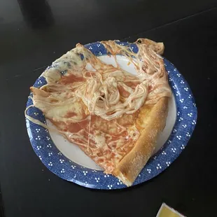 All the cheese slid off.