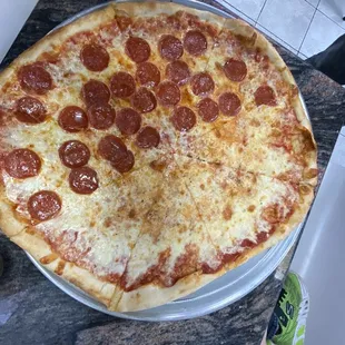Half cheese half pepperoni
