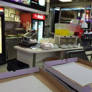 the inside of a fast food restaurant