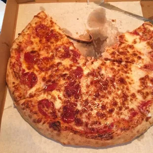 Extra cheese, 1/2 pepperoni. Original crust