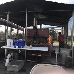 BBQ and smoker outside