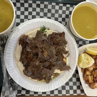 Hummus With Beef Shawarma