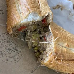 the inside of a sandwich