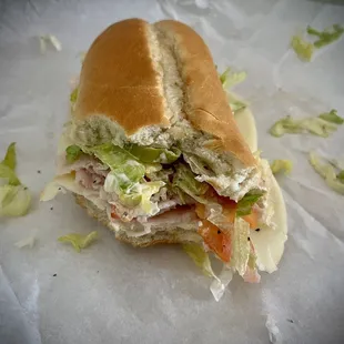 the inside of a sub sandwich