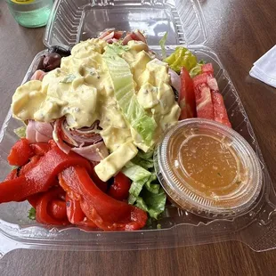 larger antipasto salad with a scoop of egg salad added. very satisfying