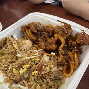 Orange chicken with combo fried rice