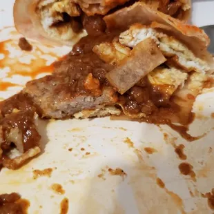 Messy but good Breakfast Burrito.