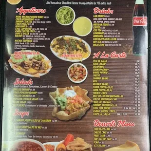 menu, nachos