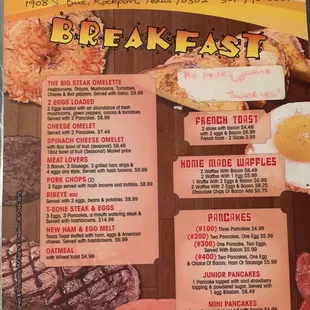 breakfast menu