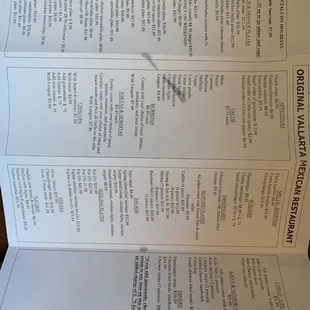 Updated prices menu