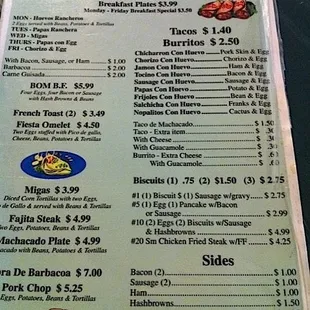 menu