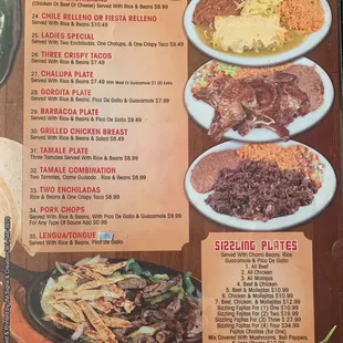 menu