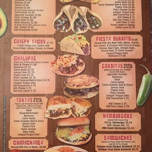 mexican food menu