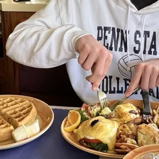 Georgia Pecan Waffle &amp; Eggs Florentine