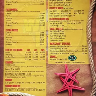 the menu and prices