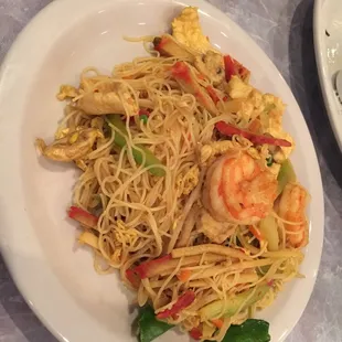 Singapore noodles... very odd combination of flavors