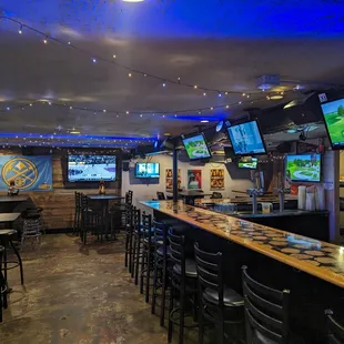 the bar and televisions