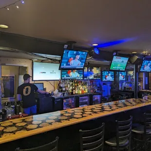 the bar and televisions