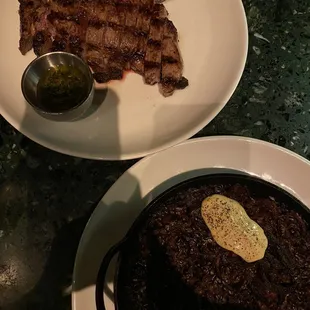 Black rice and Rib eye