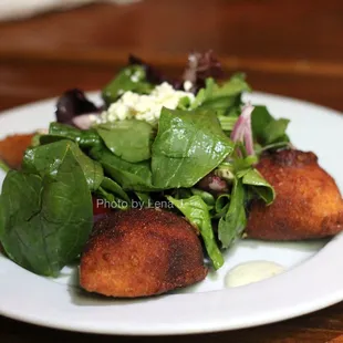 Empanada Mechada ($10.25) - Venezuelan style stewed shredded beef with salad