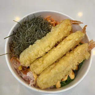 Shrimp tempura bowl