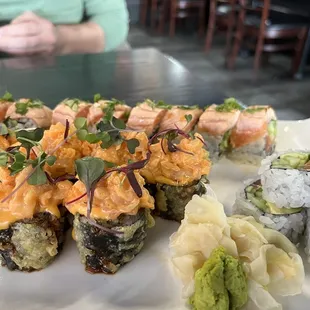 a variety of sushi on a plate