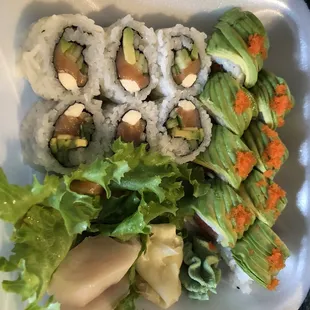 Two rolls and sashimi