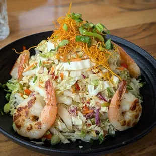 Asian chopped salad with grilled shrimp!