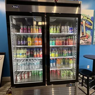 a display of soft drinks