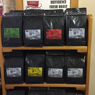 a display of coffee beans