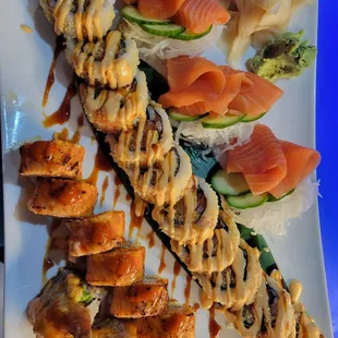 a plate of sushi