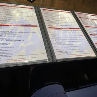The first few pages of the menu (there&apos;s more on the back)