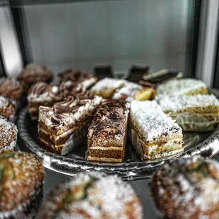 a variety of pastries on display