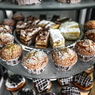 a display of pastries and pastries