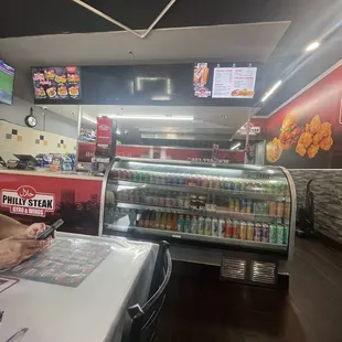 Lots of cold drink choices . They do not have fountain drinks but they have a wonderful selection