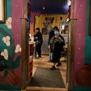 the entrance to the restaurant