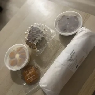 Chopped cheese, cheesecake I ordered, AND  Peach crumble, banana pudding, praline cookie.  Thanks guys