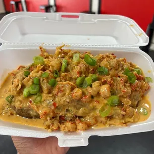 Seafood stuffed potato