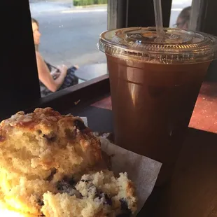MAPLE STREET BAKERY sources the small selection of pastries, all $3. However there's no microwave, butter, jam etc.