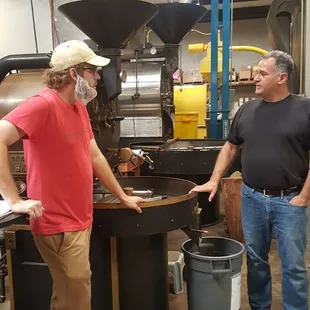 In the warehouse, where the coffee is roasted