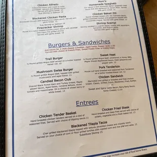the menu