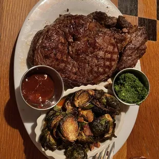 Grilled Ribeye with brussel sprouts