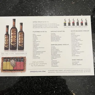 List of oils and vinegars