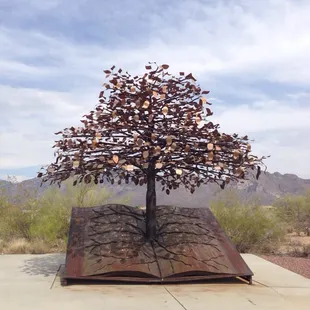 Awesome book tree outside of the library.
