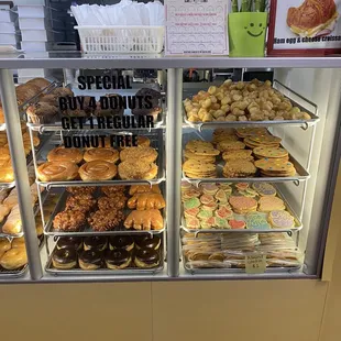 a display of a variety of donuts